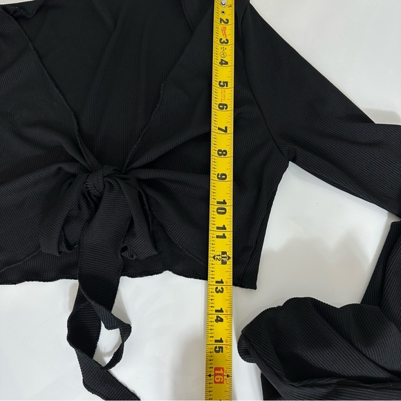 2 PC matching set SOLID BLACK MINI SKIRT and MATCHING TIE FRONT CROPPED TOP M - Picture 7 of 12